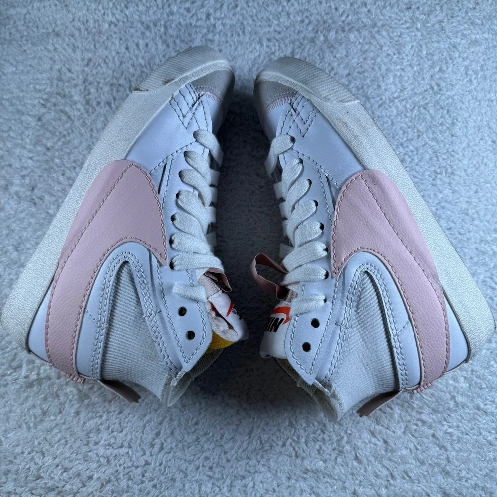 Nike Blazer Mid 77 Jumbo Women 8.5 White Pink Oxford Clean Shoe Sneaker High Top